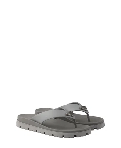Prada Men's Rubber Thong Sandals In Gold