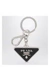 Prada Black Saffiano And Metal Key Ring Men