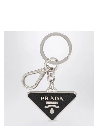 PRADA MEN'S SAFFIANO AND METAL KEY RING