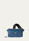 Prada Mens Blue Brand-plaque Saffiano-leather Cross-body Bag In F03x2 Avio N