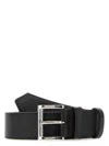 Prada Adjustable Silver-tone Buckle Smooth Finish Belt In Black