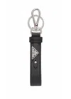 Prada Men Portachiavi In Pelle Saffiano In Black