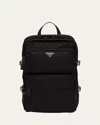 Prada Nylon Backpack With Top Handle And Front Zip In Black