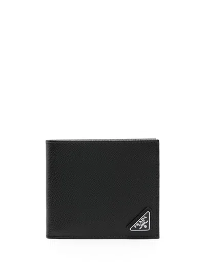 Prada Men Saffiano Leather Bi-fold Wallet In Black