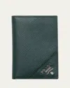 Prada Textured Leather Cardholder In Green