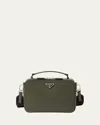 Prada Brique Saffiano Leather Bag In Green