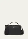 Prada Brique Saffiano Leather Bag In Black