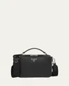 Prada Brique Saffiano Leather Bag In Black