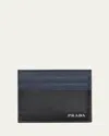 Prada Men's Saffiano Leather Card Holder In Blue