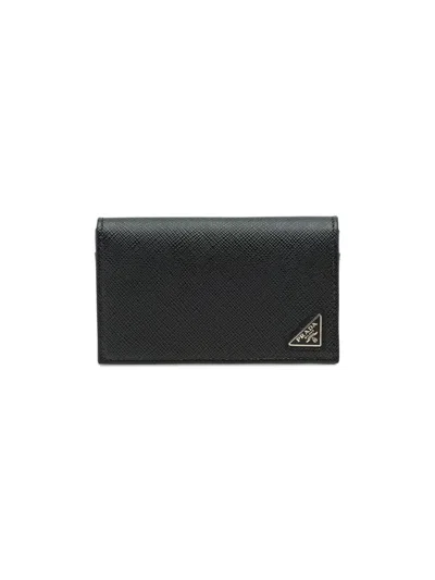 Prada Men's Saffiano Leather Card Holder In Black