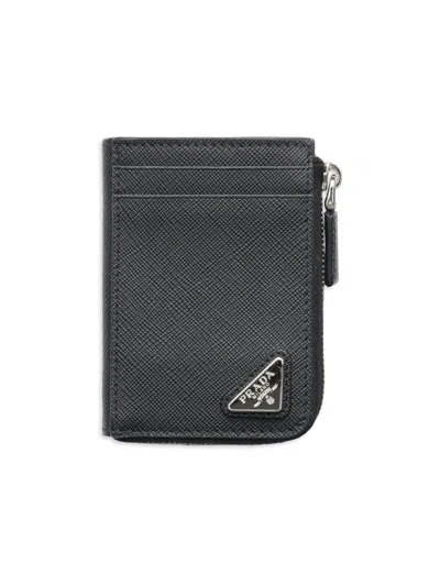 Prada Men's Saffiano Leather Card Holder In Black