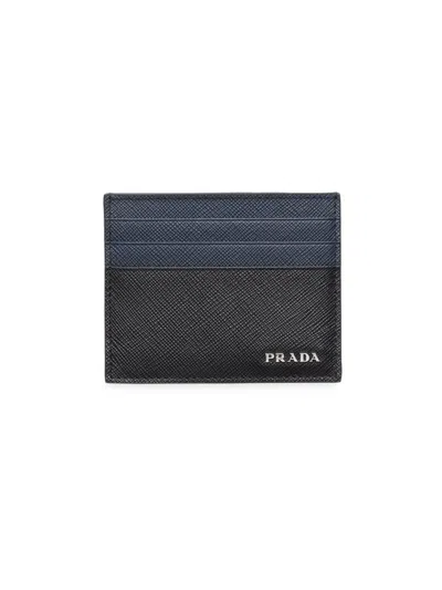 Prada Men's Saffiano Leather Card Holder In Black