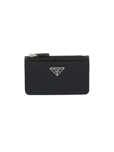 Prada Men's Saffiano Leather Card Holder In Black