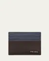 Prada Saffiano Leather Card Holder In F0lex Caffe Baltico