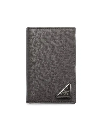 Prada Men's Saffiano Leather Card Holder In Black