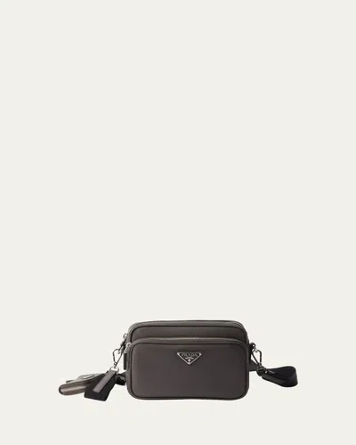 Prada Men's Saffiano Leather Crossbody Bag With Pouch In Black