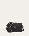 Prada Men's Saffiano Leather Crossbody Bag With Pouch In F0002 Nero