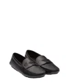 Prada Men's Triangle Logo Leather Drivers In Black