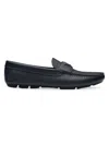 Prada Men's Saffiano Leather Driver Loafers In Blue