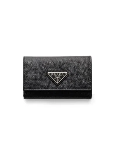 Prada Men's Saffiano Leather Key Case In Gray