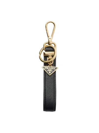 Prada Men's Saffiano Leather Key Ring In Black