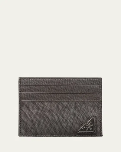 PRADA MEN'S SAFFIANO LEATHER LOGO CARD CASE