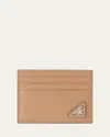 Prada Men's Saffiano Leather Logo Card Case In Caramel X