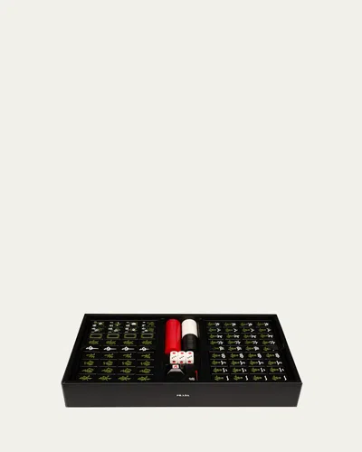 Prada Men's Saffiano Leather Mahjong Game In Nero