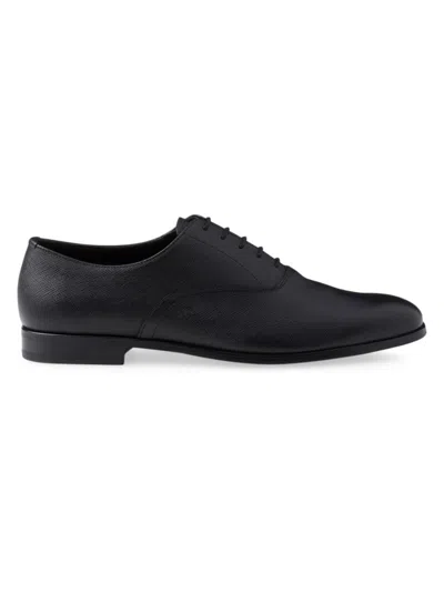 Prada Men's Saffiano Leather Oxford Shoes In Black