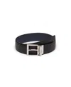 Prada Saffiano Leather Reversible Belt In Black/baltic Blue