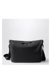 Prada Triangle Logo Leather Shoulder Bag In Black