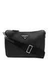 Prada Men's Leather Messenger Bag In Black