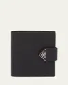 Prada Saffiano And Leather Wallet In F0002 Nero