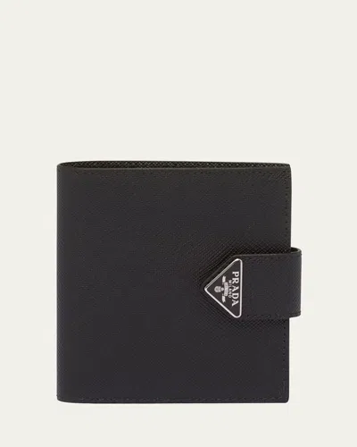 Prada Saffiano And Leather Wallet In Black