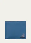 Prada Men's Saffiano Leather Triangle Logo Wallet In F0154 Avio