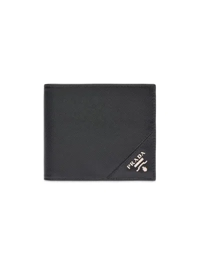 Prada Men's Saffiano Leather Wallet In Black