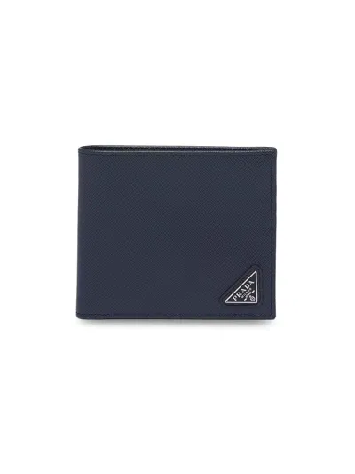 Prada Men's Saffiano Leather Wallet In Blue