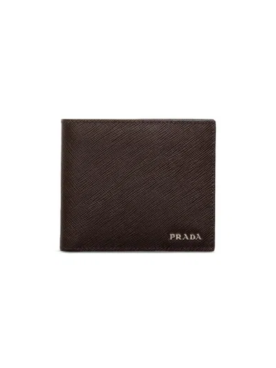 Prada Men's Saffiano Leather Wallet In Brown