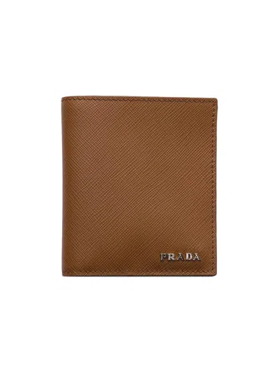 Prada Men's Saffiano Leather Wallet In Brown