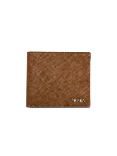 Prada Men's Saffiano Leather Wallet In Brown