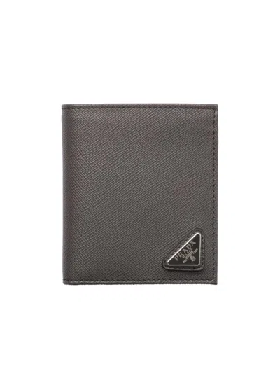 Prada Men's Saffiano Leather Wallet In Gray