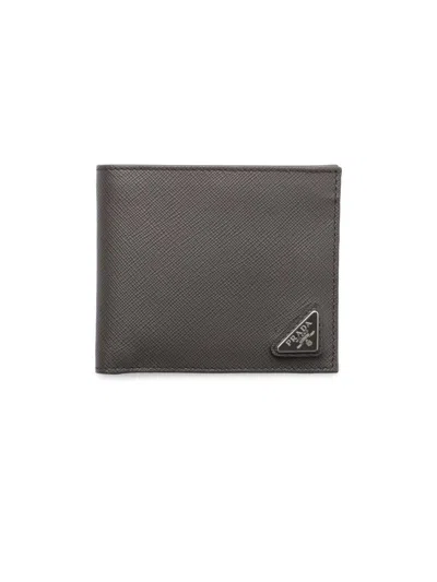 Prada Men's Saffiano Leather Wallet In Gray