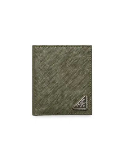 Prada Men's Saffiano Leather Wallet In Green