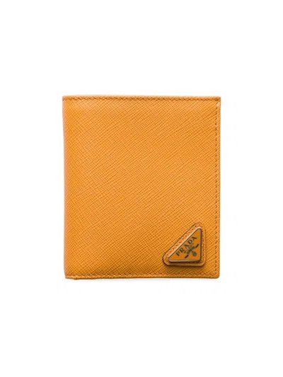 Prada Men's Saffiano Leather Wallet In Orange