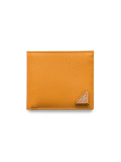 Prada Men's Saffiano Leather Wallet In Orange