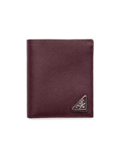 Prada Men's Saffiano Leather Wallet In Red