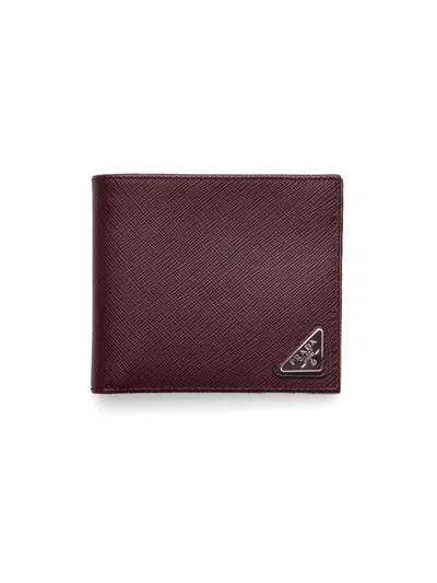 Prada Men's Saffiano Leather Wallet In Red