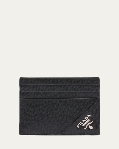 Prada Men's Saffiano Metal Cardcase In Nero
