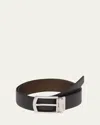 Prada Mens Black Reversible Saffiano Leather Belt In F00xf Nero/bruciato