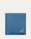Prada Men's Saffiano Triangolo Billfold Wallet In F0154 Avio